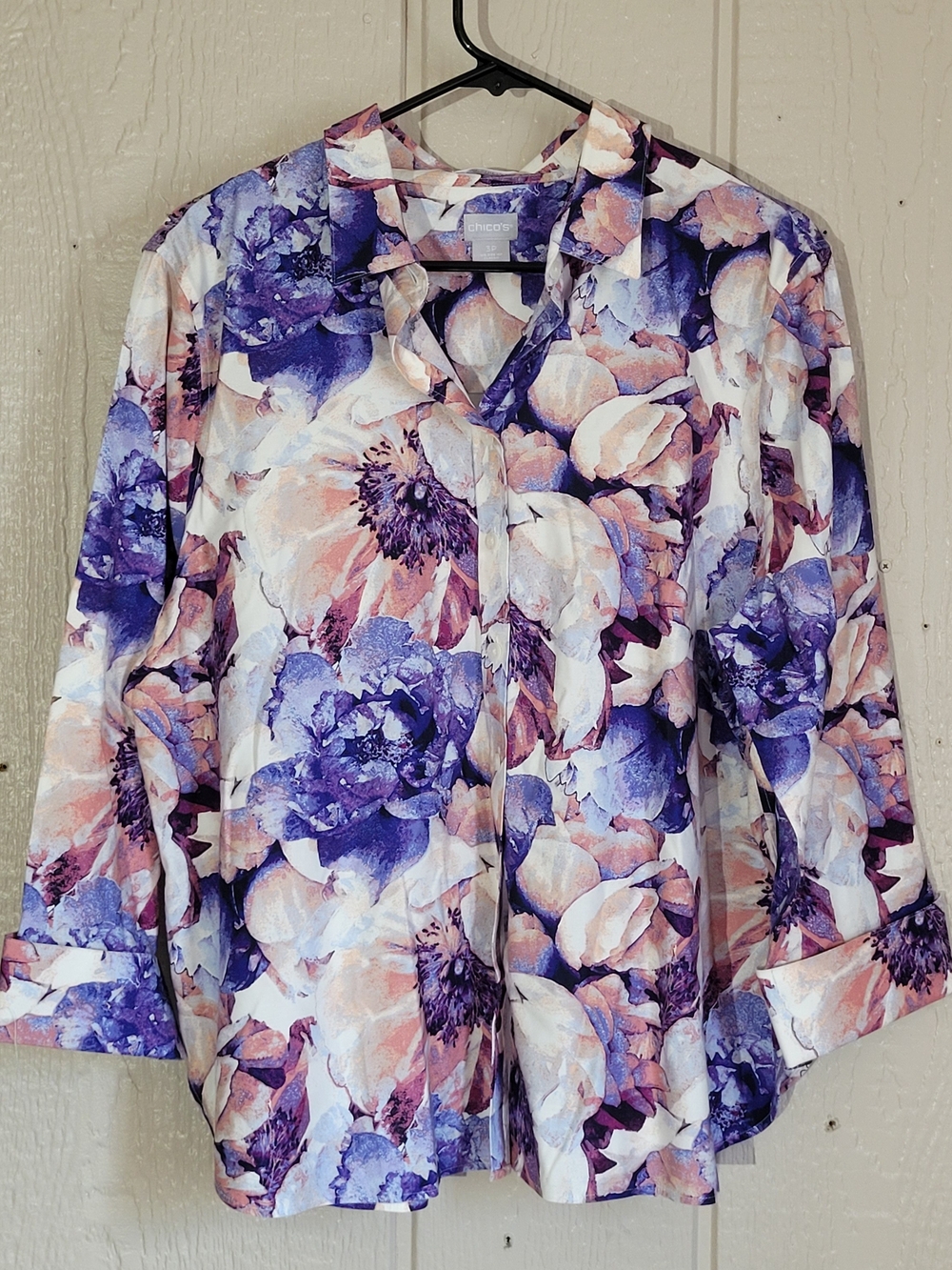 Chico's Purple Floral Button-Front Blouse
